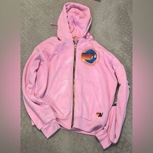 Aviator Nation Women’s Neon Pink Full Zip Nashville Hoodie size Small (w/ flaws)